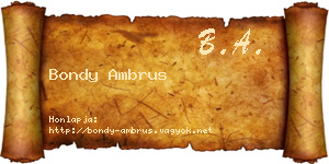 Bondy Ambrus névjegykártya